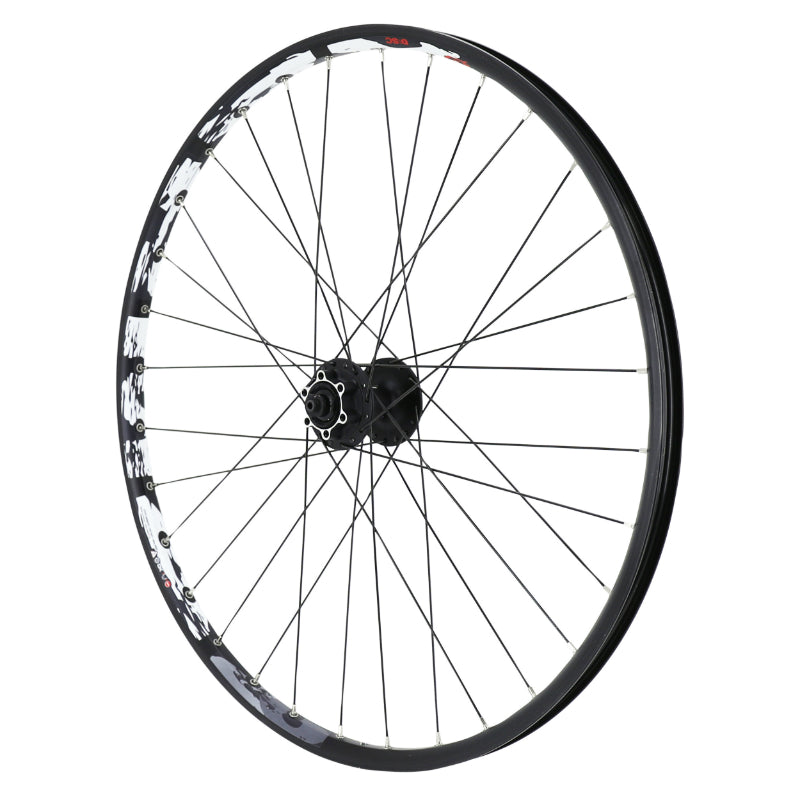 ROUE VTT DISQUE BLOCAGE 26" KARMA AVANT NOIR DOUBLE PAROI ILLET MOYEU SHIMANO M475 DISQUE 6 TROUS NOIR RAYONS NOIRS  32 RAYONS JANTE 21C