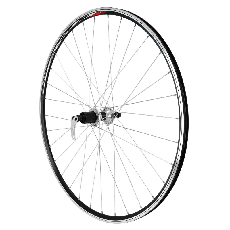 ROUE ROUTE PATIN BLOCAGE 700 ELAN CFX NOIR ARRIERE MOYEU VELOX NOIR CASSETTE TYPE SHIMANO 10-9-8V 32 RAYONS GALVA JANTE 13C