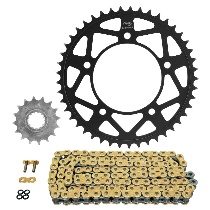 KIT CHAINE ADAPTABLE YAMAHA 900 TRACER 2021+  525  16x45  (DIAM COURONNE 112-138-10.5)  (DEMULTIPLICATION ORIGINE)  -AFAM-