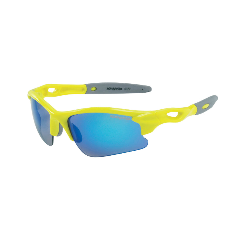 LUNETTES VELO ENFANT GIST SKATE MONTURE JAUNE FLUO (2 VERRES INTERCHANGEABLES BLEU MIROIR ET ORANGE)