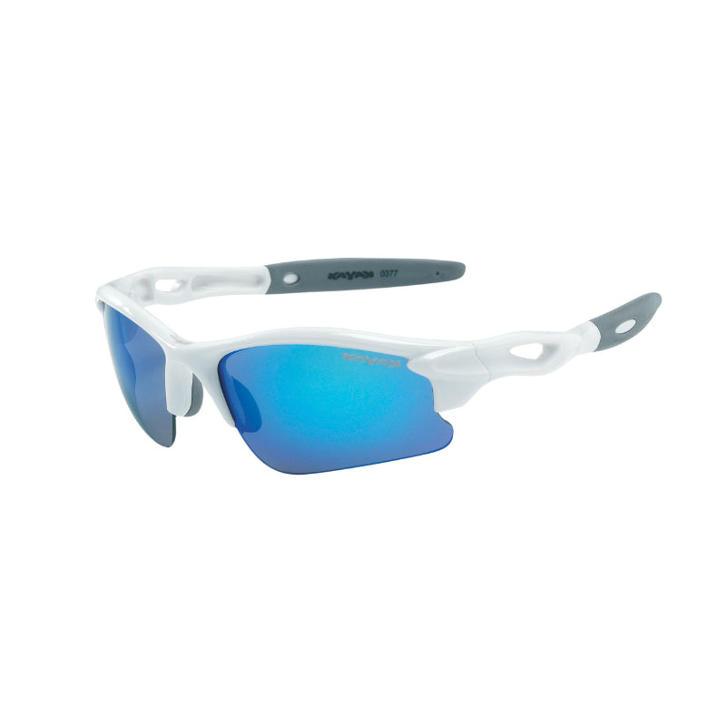 LUNETTES VELO ENFANT GIST SKATE MONTURE BLANC (2 VERRES INTERCHANGEABLES BLEU MIROIR ET ORANGE)