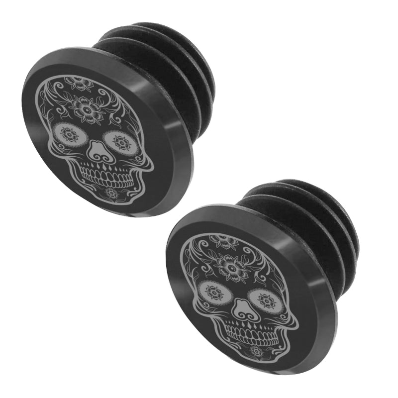 SWITCH SKULL BLACK-GREY MTB HANDLEBAR PLUG (CARDED BY 2)