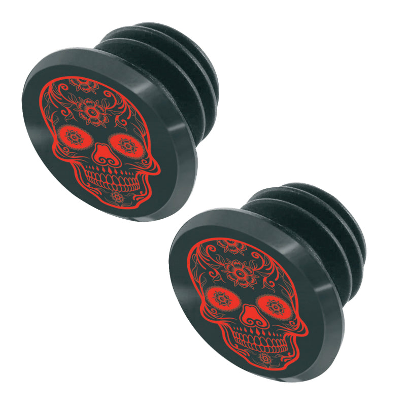 SWITCH SKULL BLACK-RED MTB HANDLEBAR PLUG (CARDED BY 2)