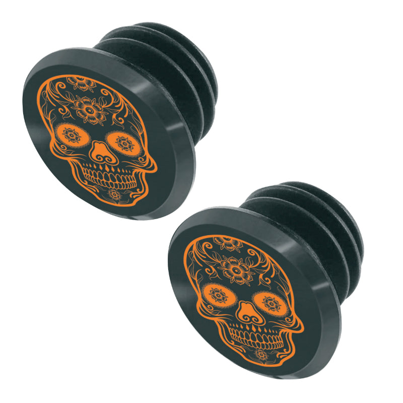 SWITCH SKULL BLACK-ORANGE MTB HANDLEBAR PLUG (CARDED BY 2)