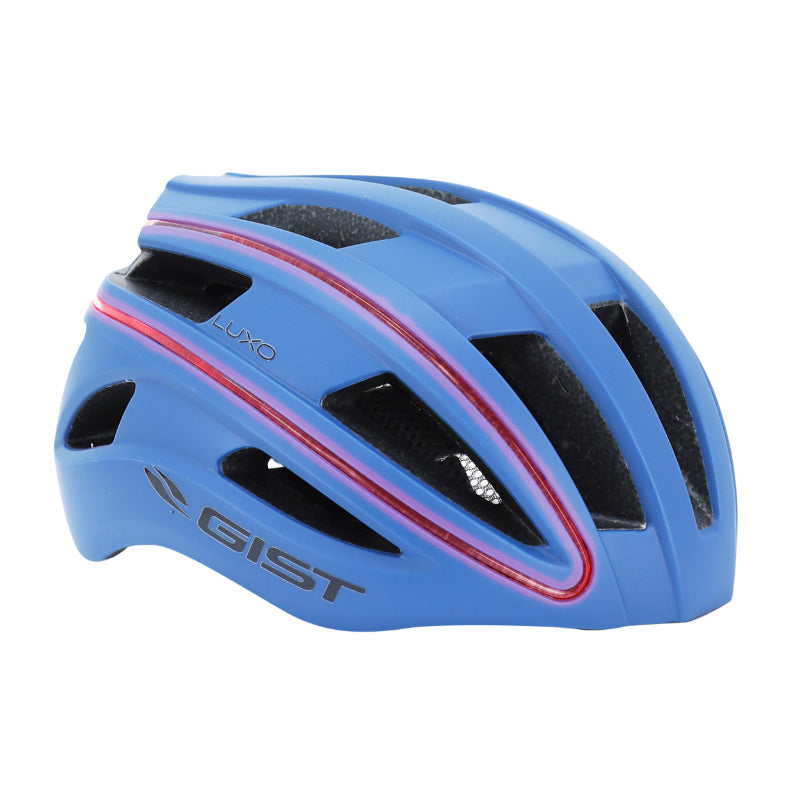 CASQUE VELO ADULTE GIST URBAIN LUXO BLEU OPAQUE IN-MOLD AVEC ECLAIRAGE USB 360° TAILLE 56-62 REGLAGE MOLETTE