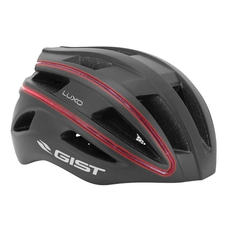 GIST URBAN LUXO BLACK IN-MOLD ADULT BICYCLE HELMET WITH 360° USB LIGHTING SIZE 55-58 ADJUSTMENT WHEEL