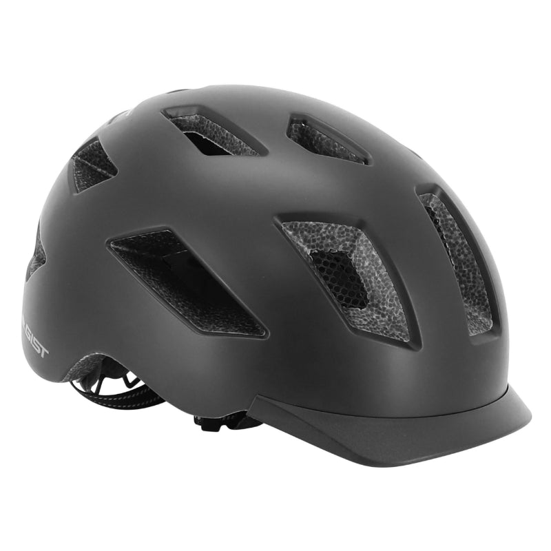 CASQUE VELO ADULTE GIST URBAIN SMART NOIR IN-MOLD AVEC ECLAIRAGE ARRIERE TAILLE 52-58 REGLAGE MOLETTE - LUMIERE VISIBLE A 200m