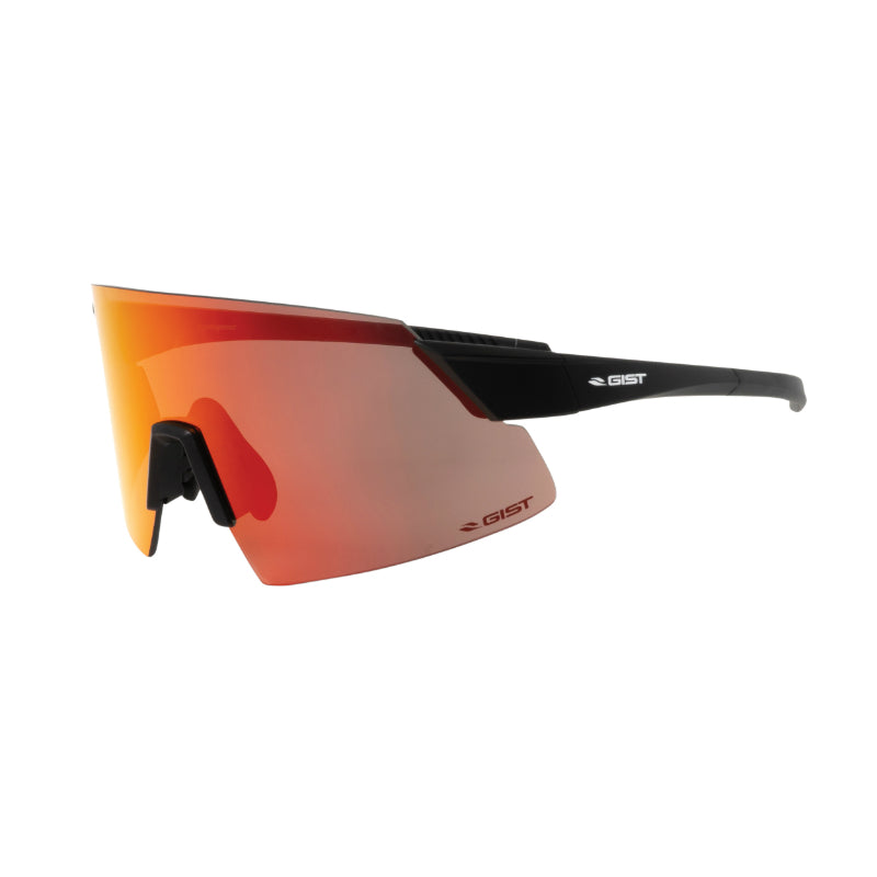 GIST TOCK ADULT CYCLING GLASSES BLACK FRAME 3 INTERCHANGEABLE LENSES RED-TRANSPARENT-LIGHTING ORANGE - 100% UV PROTECTION - UVA - UVB - (CAT 3 LENS)