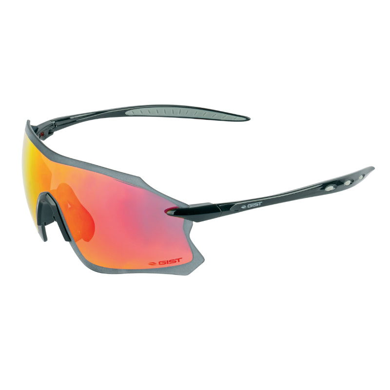 GIST PACK ADULT CYCLING GLASSES BLACK FRAME RED MIRROR SUN LENSES - 100% UV PROTECTION - UVA - UVB) ULTRA LIGHT (CAT 3 GLASS)