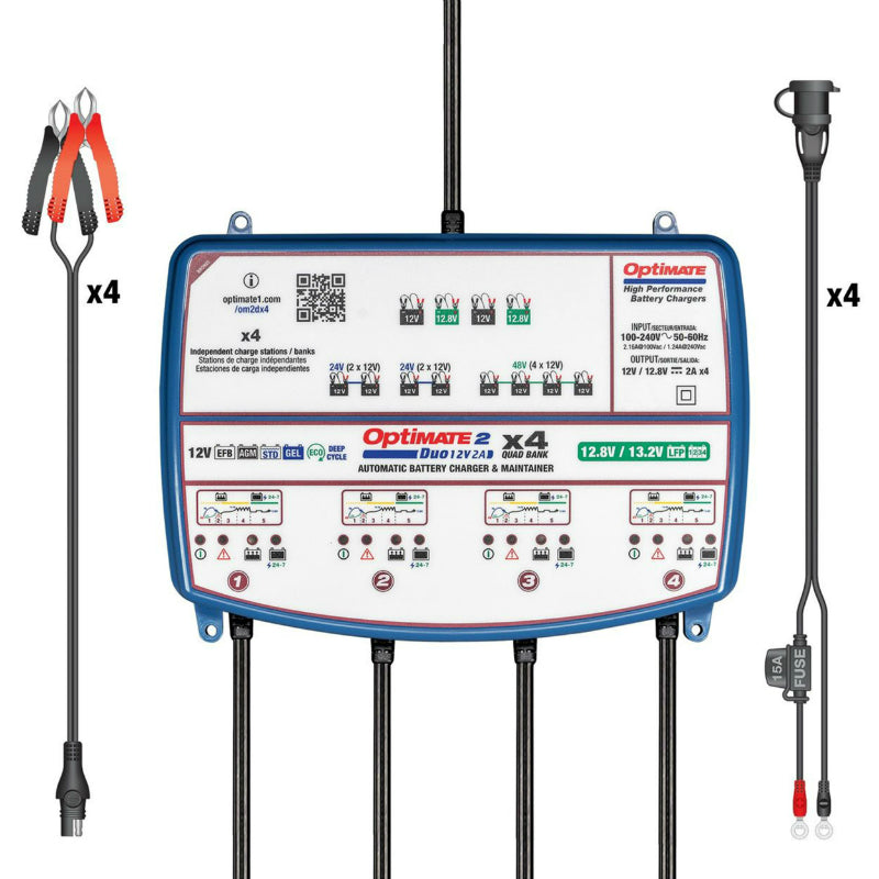 CHARGEUR DE BATTERIE OPTIMATE 2 DUO x4 TM574 12V - 12,8V (CHARGE, TEST ET ENTRETIEN EN AUTOMATIQUE DE 4 BATTERIE)