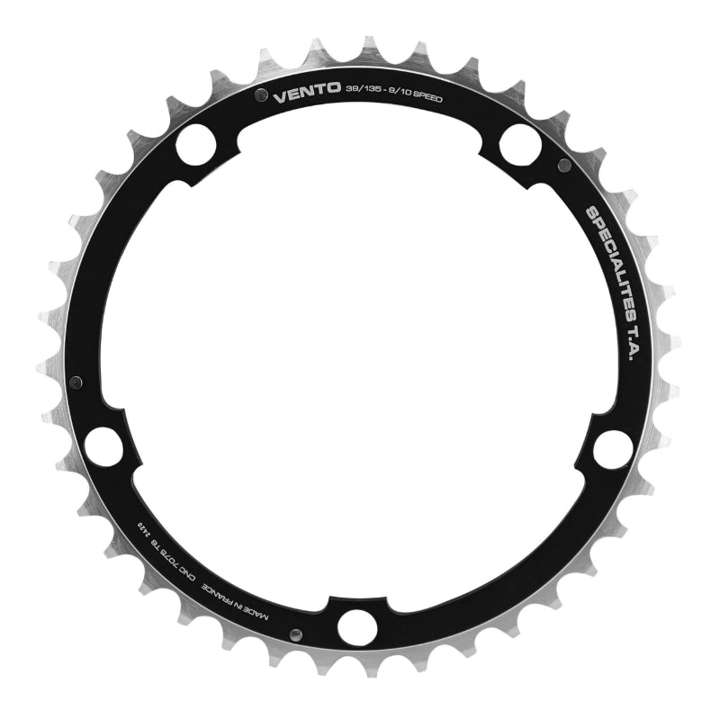 PLATEAU ROUTE 5BRA D.135 TA VENTO TRIPLE 39DTS MILIEU NOIR ALU 7075 TYPE CAMPAGNOLO 9-10V.