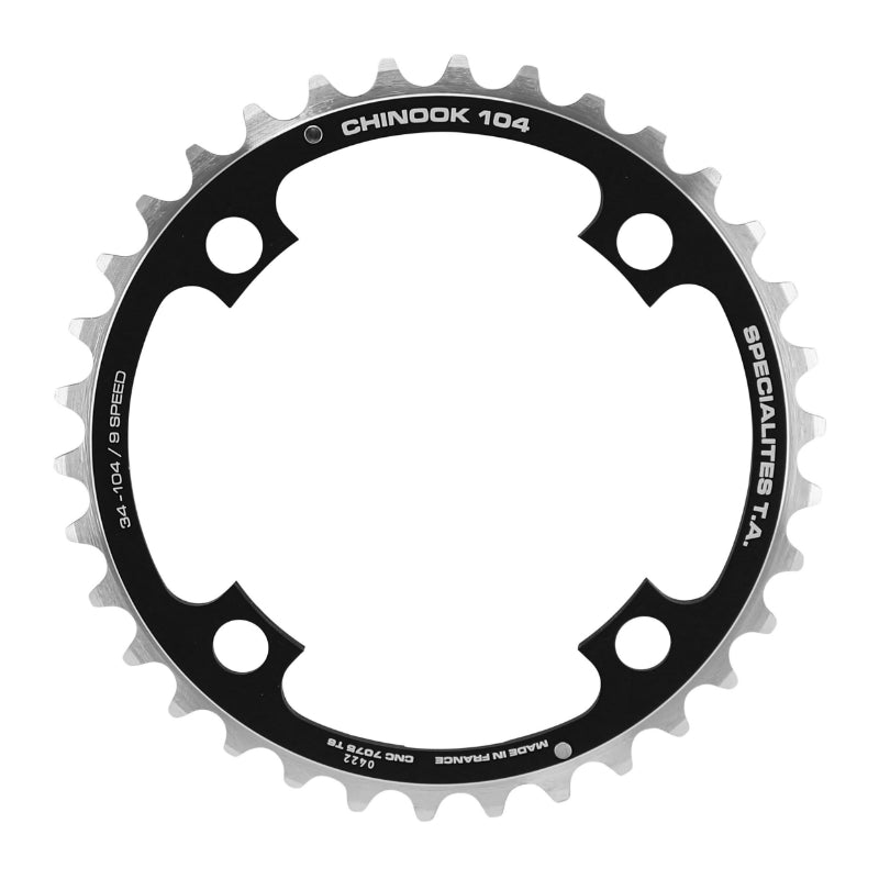 MTB KETTINGBLAD 4BRA D.104 TA CHINOOK TRIPLE 34TTS MIDDEN ZWART ALU 8-9S.