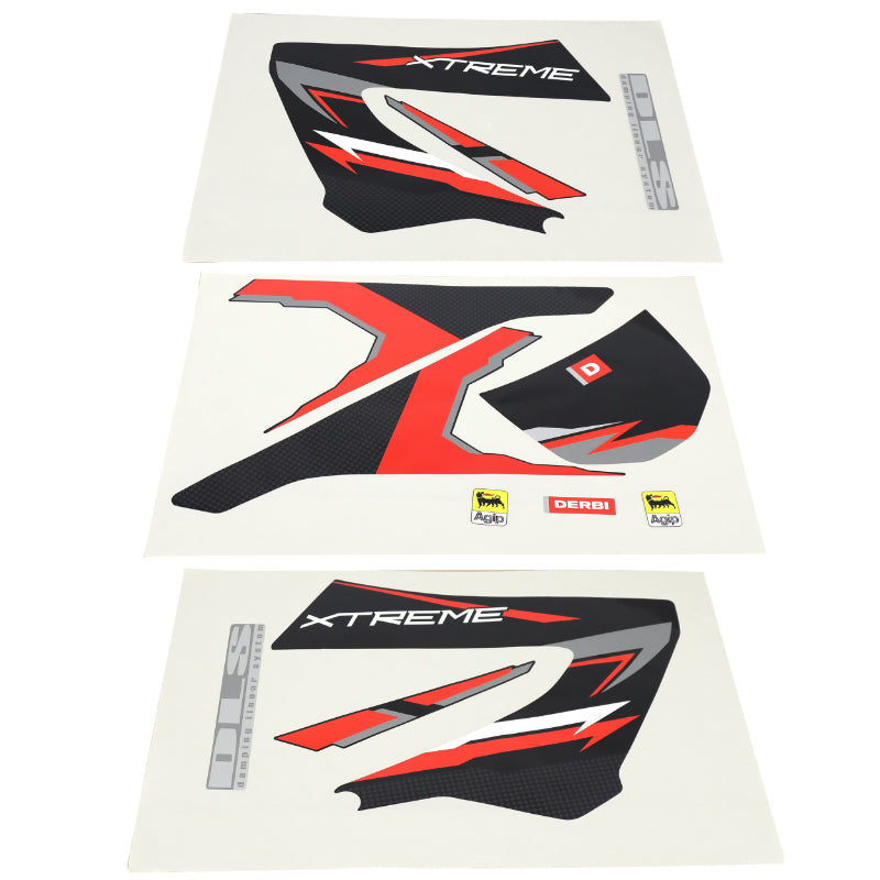 AUTOCOLLANT-STICKER-KIT DECORS ORIGINE DERBI 50 SENDA XTREM E2 2008 NOIR-ROUGE -865269-