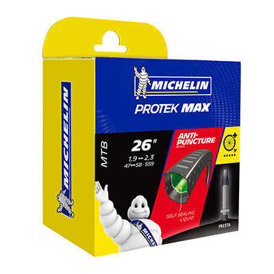 CHAMBRE A AIR VELO 26 x 1.85-2.30 MICHELIN PROTEK MAX C4 VALVE PRESTA 40mm AVEC LIQUIDE ANTI-CREVAISON