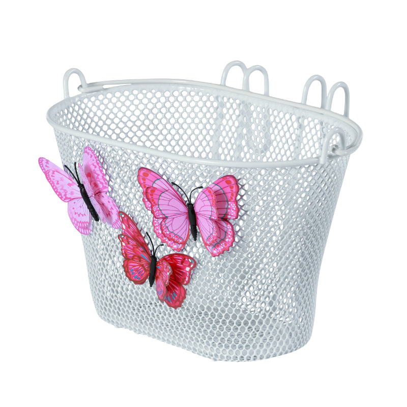 BASIL JASMIN WHITE STEEL CHILDREN'S FRONT BASKET FOR 12 TO 20 INCHES HOOK MOUNTING (26x16x15 cm)