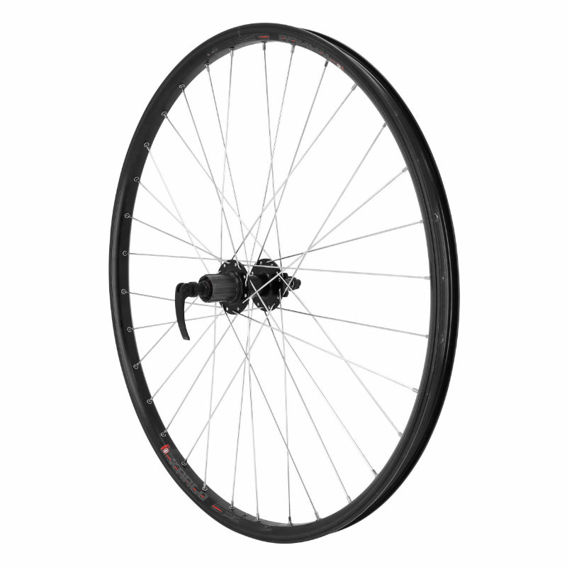 ROUE VTC DISQUE - PATIN BLOCAGE KARGO - VAE - E-BIKE - LONGTAIL MOYEU VELOX ARRIERE NOIR DISQUE 6 TROUS CASSETTE 11-10-9V DOUBLE PAROI AVEC OEILLETS (RENFORCE)  JANTE 25C 32 RAYONS