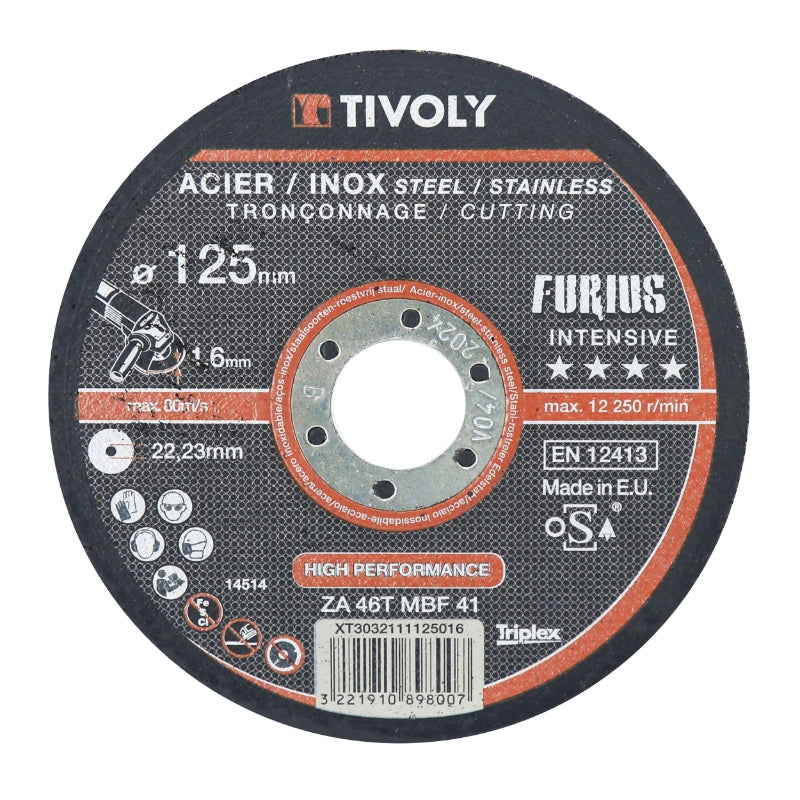 DISQUE DE TRONCONNAGE TIVOLY FURIUS METAL DIAM 125 mm (VENDU A L'UNITE)