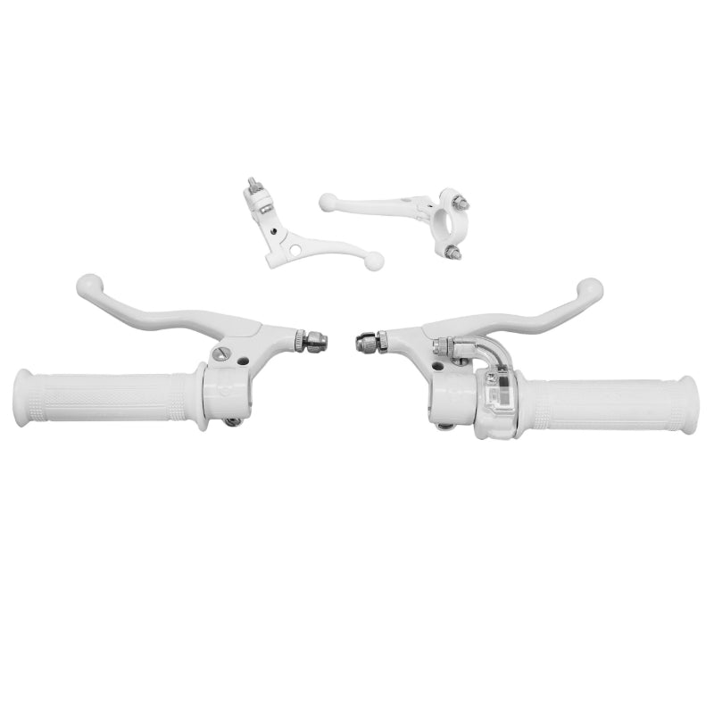 KIT POIGNEE-LEVIER CYCLO TARGA MINI METAL BLANC  -SELECTION P2R-