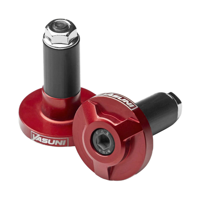 YASUNI PRO RACE ALU CNC RED HANDLEBAR END CAP DIAM 17mm FOR 22.2mm HANDLEBAR (PAIR)