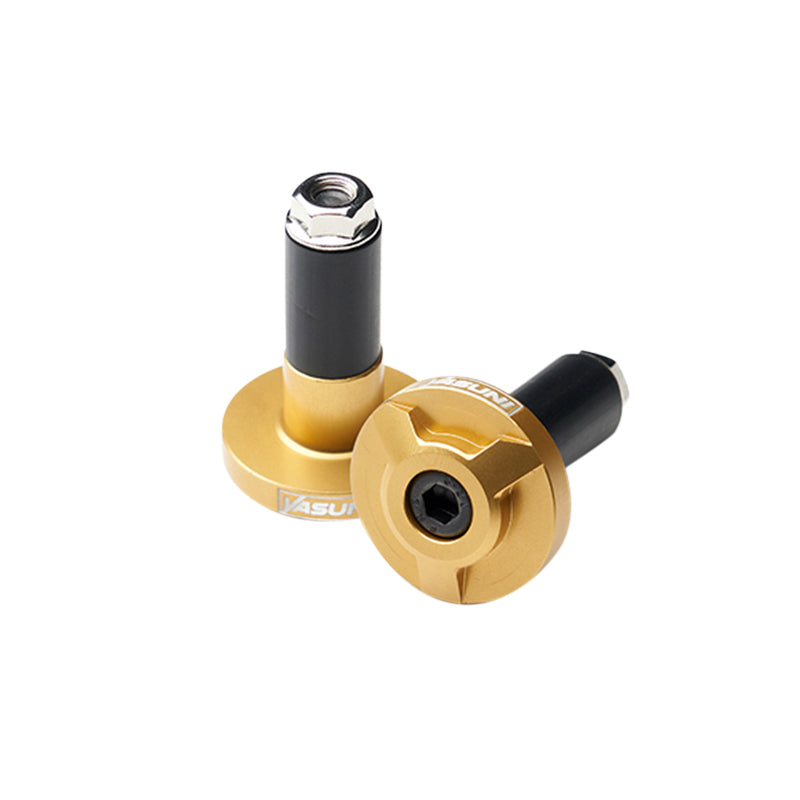 YASUNI PRO RACE ALU CNC GOLD HANDLEBAR END CAP 17mm DIAM FOR 22.2mm HANDLEBAR (PAIR)