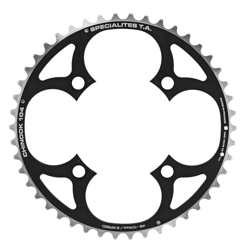 MTB CHAINRING 4BRA D.104 TA CHINOOK TRIPLE 46TTS EXTERIOR BLACK ALUMINUM FOR SHIMANO - SRAM - RACE FACE - FSA 8-9V.