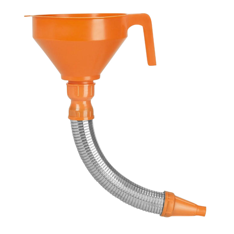 PRESSOL Trechter IN ORANJE POLYETHYLEEN DIAMETER 160 mm GECOMBINEERD MET METALEN SLANG (AFZONDERLIJK VERKOCHT)