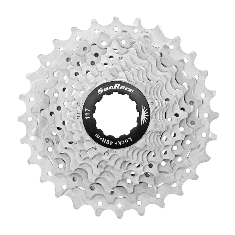 10V-CASSETTE. SUNRACE RS0 11-28 ROAD VOOR SHIMANO (LEVEL 105) METALLIC ZILVER (BOEK IN DOOS) (11-12-13-14-15-17-19-21-24-28)