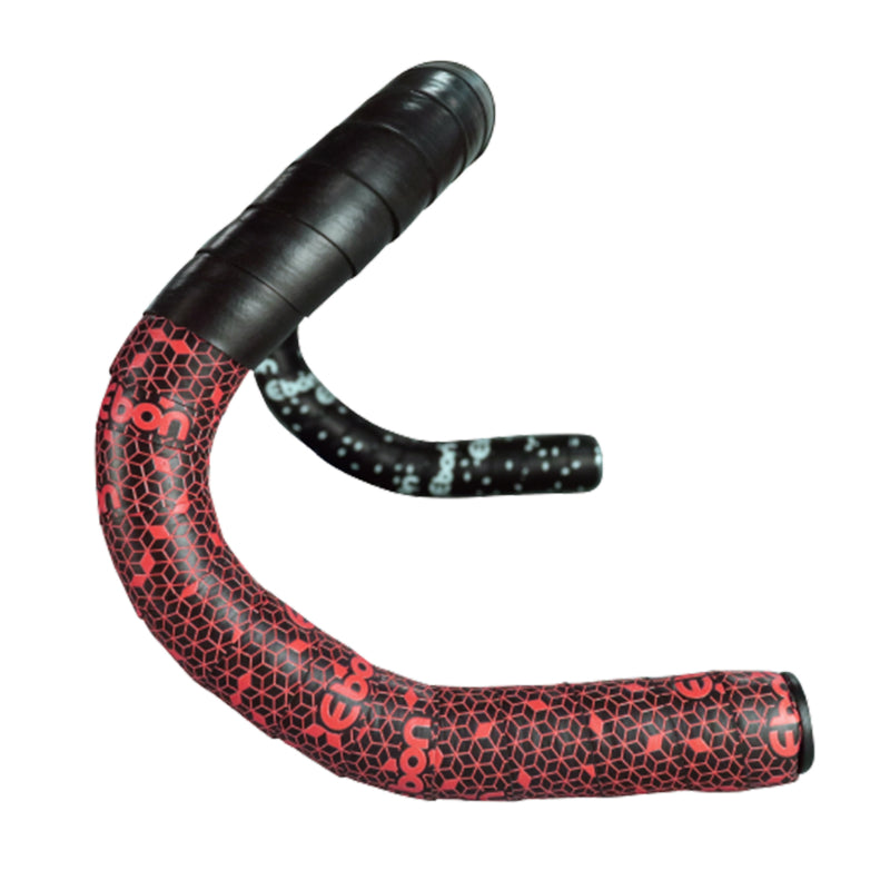 RUBAN DE GUIDON - CINTRE NEWTON EBON NOIR DEGRADE ROUGE AVEC BOUCHONS (CONFORTABLE EPAISSEUR 2.6mm)