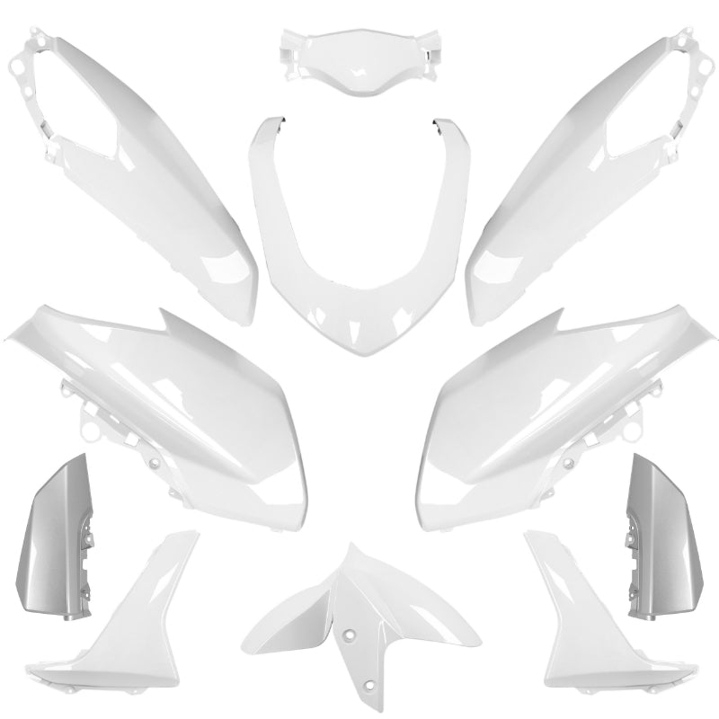 CARROSSERIE-CARENAGE MAXISCOOTER ADAPTABLE YAMAHA 125 N-MAX 2015+2020 BLANC BRILLANT (KIT 11 PIECES)  -P2R-