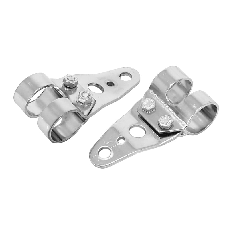 SUPPORT DE PHARE CYCLO ADAPTABLE MBK 51-MOTOBECANE-PEUGEOT 103 CHROME (DIAM 26-28mm) (PAIRE)  -SELECTION P2R-