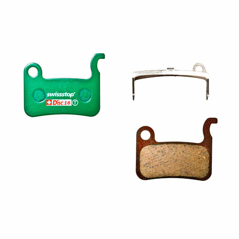 SHIMANO XTR M966-M965-M975-XT M765-M775-LX M585-DEORE M595-M596-M655 MTB BRAKE PADS (SWISSSTOP ORGANIC DISC 16C) (PAIR ON CARD)