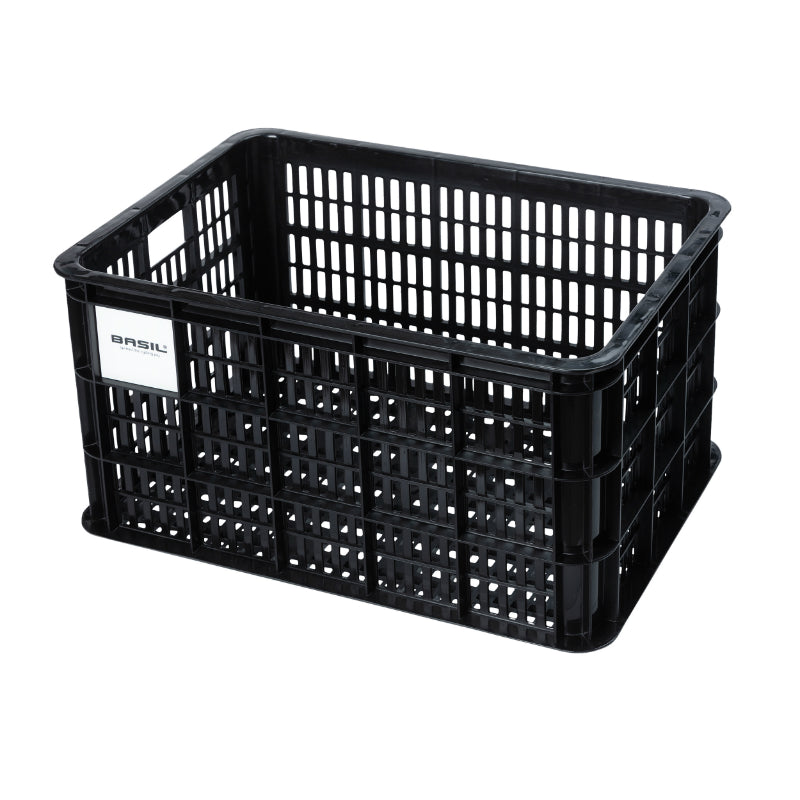 BASKET - RECYCLED PLASTIC BOX BASIL BLACK 40L FRONT-REAR (49x36x27cm) (POSSIBILITY OF FIXING WITH REF 150413)