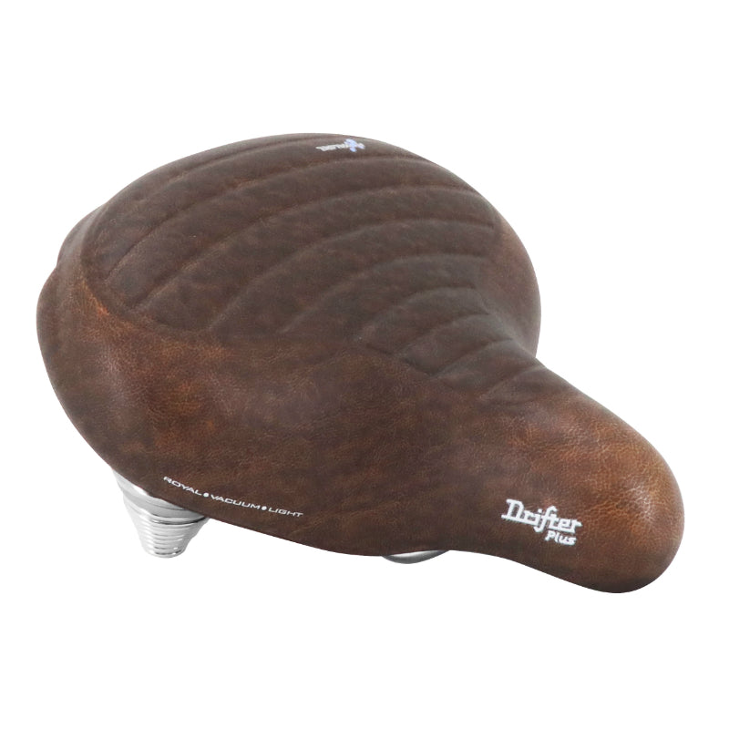 SELLE ROYAL CITY DRIFTER PLUS MARRON UNISEX AVEC GEL ET DOUBLE RESSORT REVETEMENT ANTI USURE 270x245mm  1260g