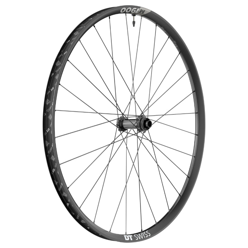 ROUE VTT DISQUE 29" DT SWISS M1900 BOOST CENTERLOCK TUBELESS READY AVANT NOIR COMPATIBLE AXE TRAVERSANT 15-110 - JANTE 30C - RESISTE POIDS 110Kgs