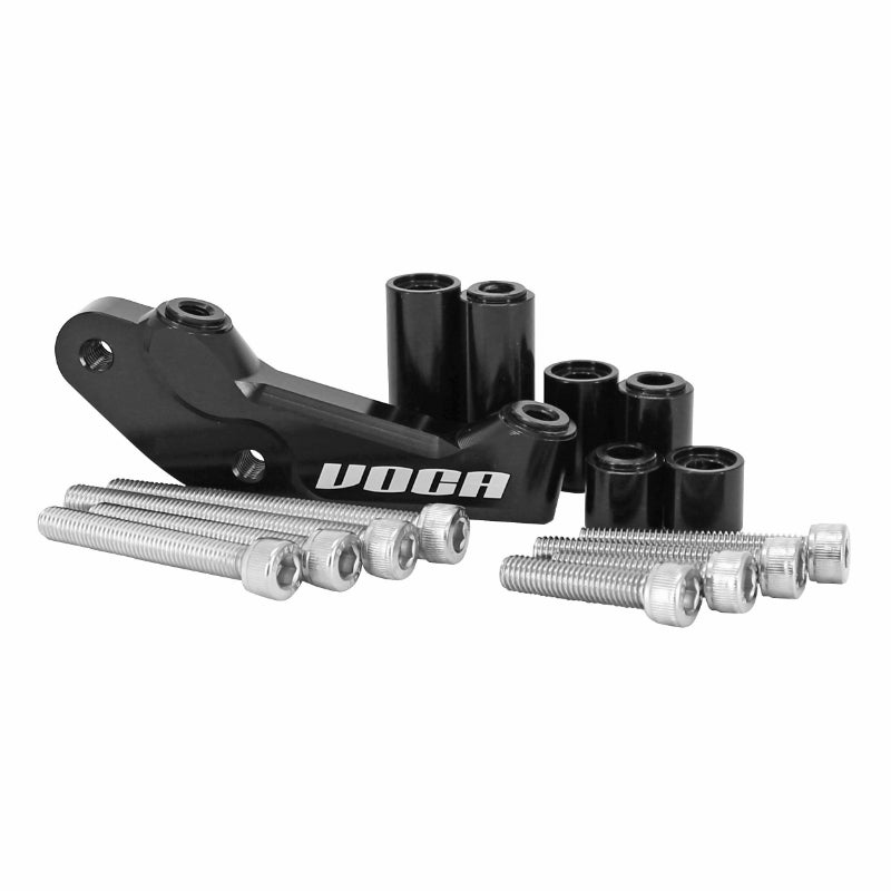 VOCA G-FORCE RACING BRAKE CALIPER OFFSET BRACKET FOR MBK NITRO, MACH G-YAMAHA AEROX, JOG R BLACK (COMES WITH SPACER AND SCREWS)