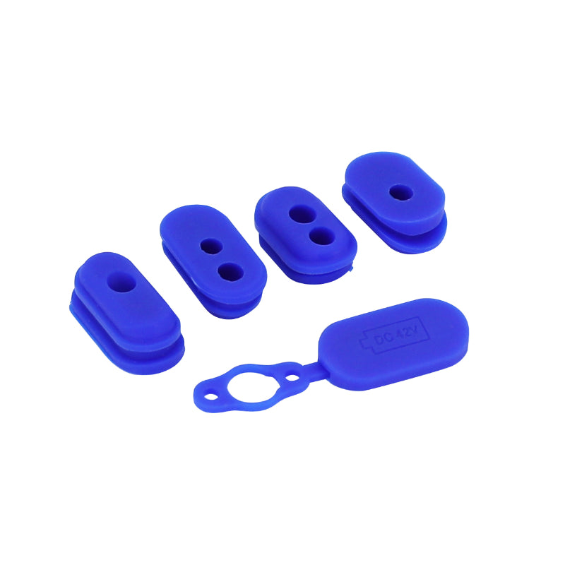 CABLE PASSAGE SUPPORT AND SCOOTER CHARGING SOCKET COVER FOR XIAOMI M365, 1S, ESSENTIAL, PRO, PRO 2, MI 3 BLUE SILICONE (SOLD IN PACKS OF 5) -P2R SELECTION-