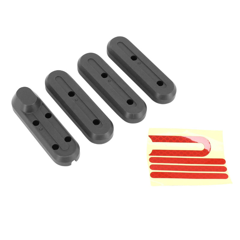 FRONT AND REAR WHEEL SCREW COVER FOR XIAOMI M365, PRO BLACK SCOOTER (RED ADHESIVE REFLECTOR) (SOLD IN SET OF 4) -P2R SELECTION-