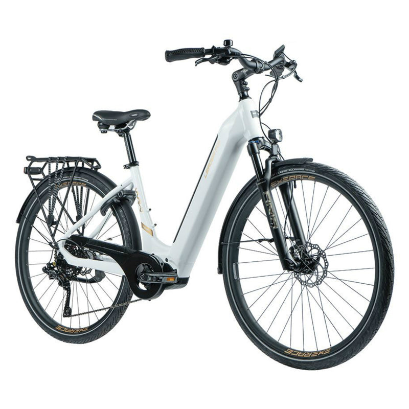 VELO ELECTRIQUE-VAE CITY 28 LEADER FOX VIVALO 2023 MIXTE BLANC 9V MOTEUR CENTRAL BAFANG M420 36V 80Nm BATTERIE 15Ah (16,5'' - H43cm - TAILLE S - POUR ADULTE DE 158cm à 168cm)