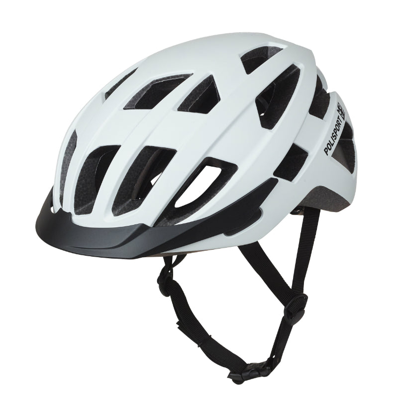 CASQUE VELO CITY ADULTE POLISPORT CITY-MOVE IN-MOLD BLANC MAT AVEC VISIERE NOIR TAILLE 54-58 SYSTEM QUICK LOCK