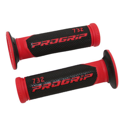 REVETEMENT POIGNEE PROGRIP SCOOTER ON ROAD 732 DOUBLE DENSITE ROUGE-NOIR CLOSED END 125mm (PAIRE)