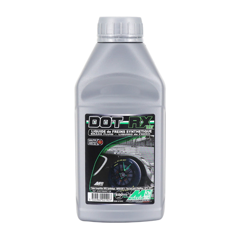 LIQUIDE DE FREIN ET EMBRAYAGE MINERVA DOT RX 327 RACING 100% SYNTHETIQUE (COUVRE LES GRADES DOT 5.1 ET DOT.4) (500 ml)