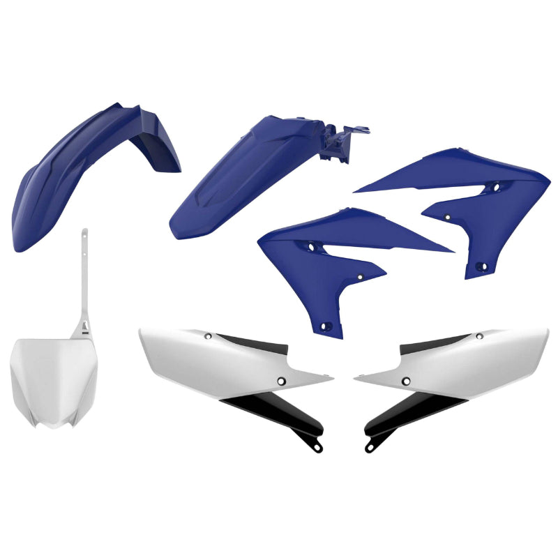 CARROSSERIE-CARENAGE MOTO MX YAMAHA 250 YZ F 2019+2022, 450 YZ F 2018+2022 BLEU YAM-BLANC (COULEUR OEM) (KIT PLASTIQUES 7 PIECES)  -POLISPORT-