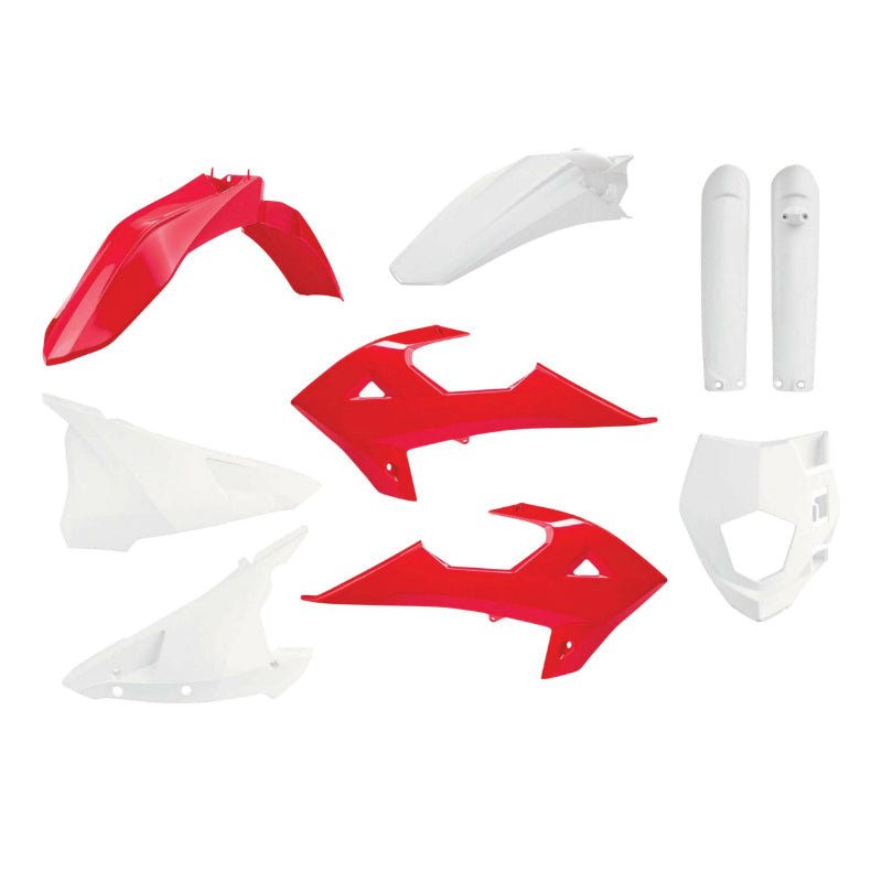 BODY-FAIRING MOTORCYCLE ENDURO RIEJU 250, 300 MR 2021+2022 - GAS GAS 250, 300 EC, 250, 300 EC-E, 250, 300 EC-F 2018+2020 RED-WHITE (OEM COLOR) (9 PIECE PLASTICS KIT) -POLISPORT-