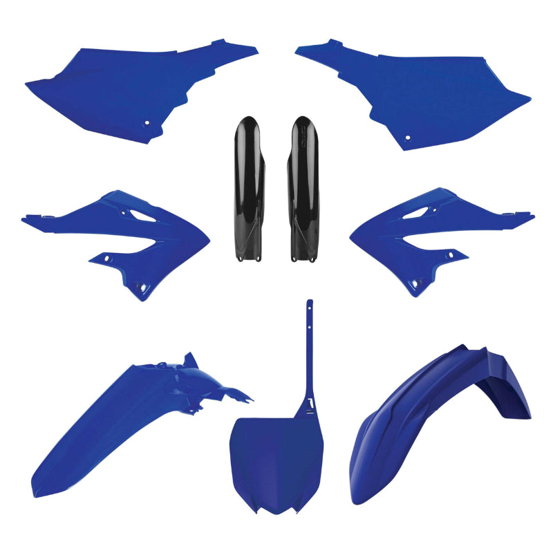 CARROSSERIE-CARENAGE MOTO MX YAMAHA 125, 250 YZ 2022+ BLEU YAM-NOIR (COULEUR OEM) (KIT PLASTIQUES 9 PIECES)  -POLISPORT-