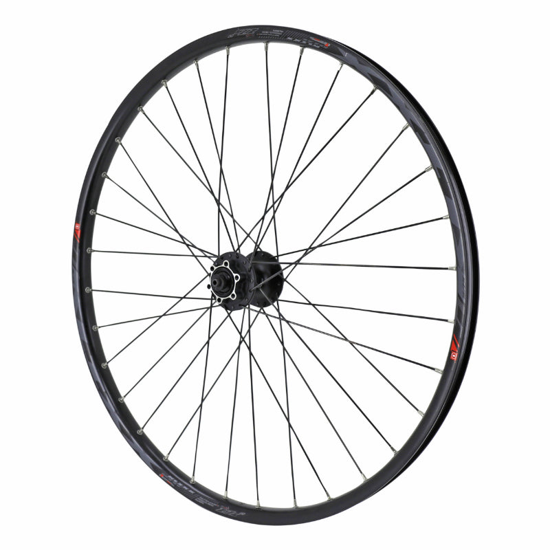 29" KLIXX TUBELESS READY FRONT BLACK DISC MTB WHEEL SHIMANO M475 HUB 6-HOLE DISC REINFORCED SPOKES IN 2.2mm FOR E-BIKE - 23C RIM 32 ALL MOUNTAIN SPOKE