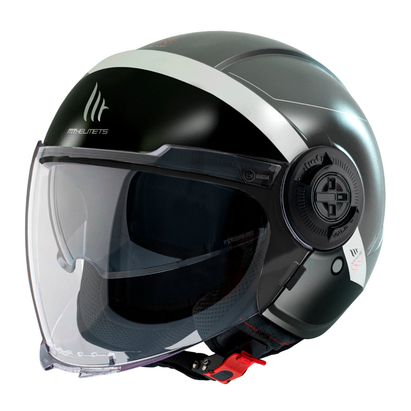 CASQUE JET MT VIALE SV S 68 UNIT DOUBLE ECRANS GRIS MAT    XS (ECE 22.06)