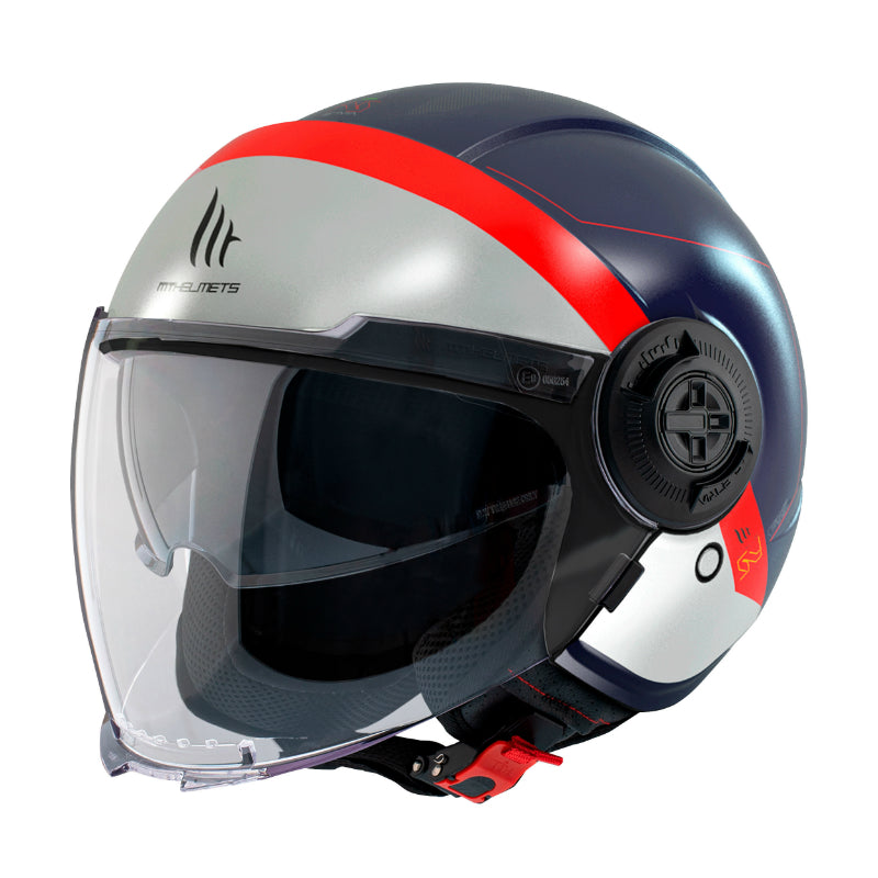 CASQUE JET MT VIALE SV S 68 UNIT DOUBLE ECRANS BLEU MAT   S (ECE 22.06)