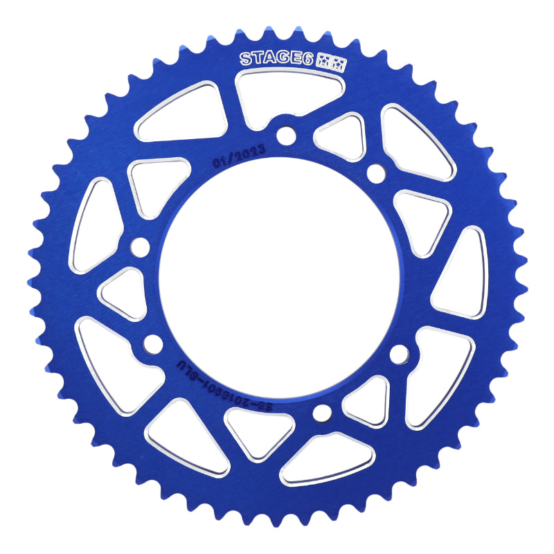 COURONNE 50 A BOITE ADAPTABLE APRILIA 50 RX 2006+2017 - DERBI 50 SENDA X RACE 2004+2011 - RIEJU 50 MRT 2009+ 420  53 DTS ALU CNC BLEU (DIAM 105-124-8.5)  -STAGE 6-