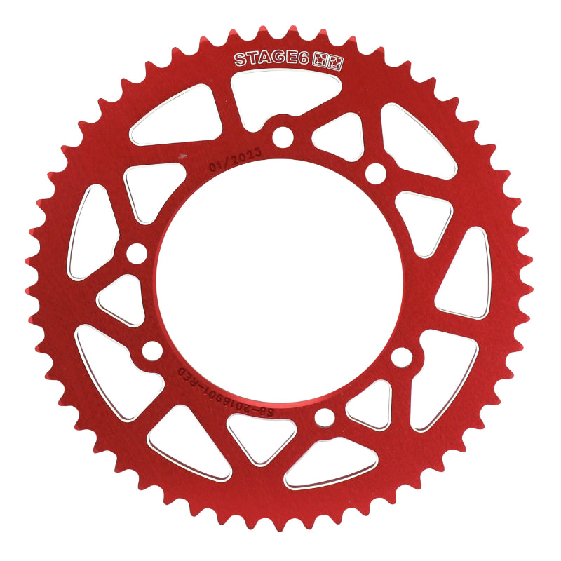 COURONNE 50 A BOITE ADAPTABLE APRILIA 50 RX 2006+2017 - DERBI 50 SENDA X RACE 2004+2011 - RIEJU 50 MRT 2009+ 420  53 DTS ALU CNC ROUGE (DIAM 105-124-8.5)  -STAGE 6-