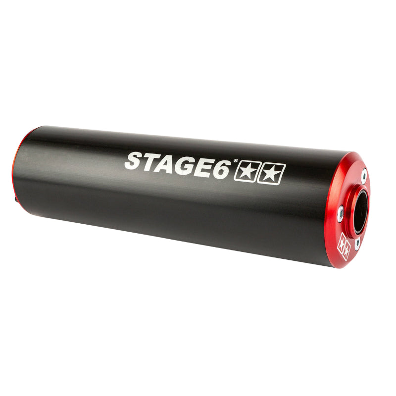 SILENCIEUX STAGE 6 ALU DIAM 60mm NOIR-ROUGE (PASSAGE GAUCHE)